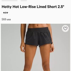 LULULEMON HOTTIE HOT LOW RISE 2.5 SHORTS